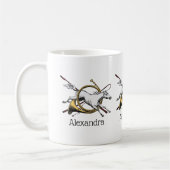 Preppy Reitpferd springt durch Hornfarbe Kaffeetasse (Links)