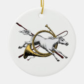 Preppy Reitpferd springt durch Hornfarbe Keramik Ornament (Vorne)