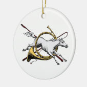 Preppy Reitpferd springt durch Hornfarbe Keramik Ornament (Links)