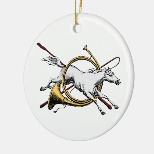 Preppy Reitpferd springt durch Hornfarbe Keramik Ornament (Links)