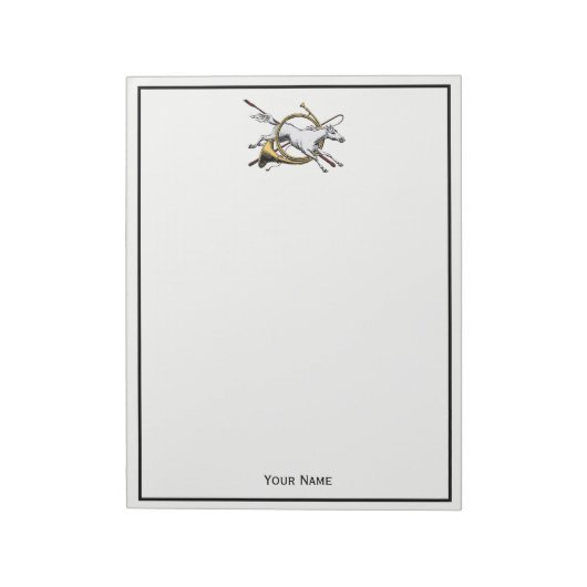 Preppy Reitpferd springt durch Hornfarbe Notizblock (Rotiert)