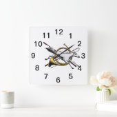 Preppy Reitpferd springt durch Hornfarbe Quadratische Wanduhr (Zuhause)