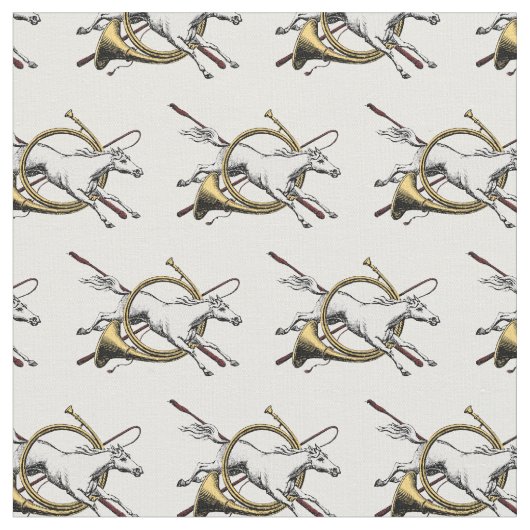 Preppy Reitpferd springt durch Hornfarbe Stoff (Nahaufnahme)