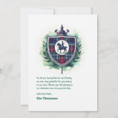 Preppy Reitschian Baby Dusche Dankeskarte (Rückseite)