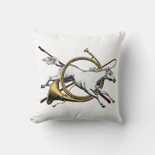 Preppy-Reitsport Pferd Springen Durch Horn Farbe Kissen