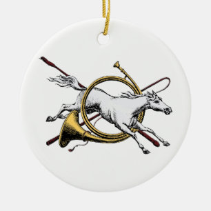 Preppy-Reitsport Pferd Springt Durch Horn Farbe Keramik Ornament
