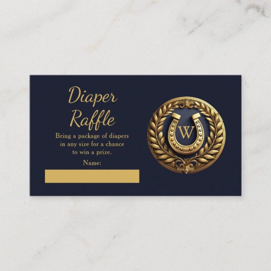 Preppy Reittier Horseshoe Blue Diaper Raffle Begleitkarte (Vorderseite)