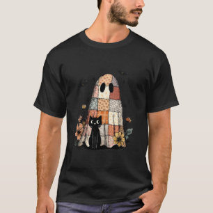 Preppy Retro Floral Patchwork Geist und schwarze K T-Shirt
