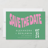 Preppy Retro-Mod Einzigartiges Foto Rosa, benutzer Save The Date (Vorderseite)