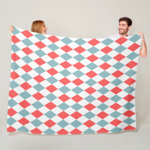 Preppy Retro Muster Geometrisch blau und rot weiß Fleecedecke