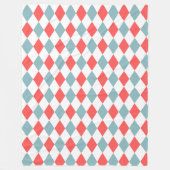 Preppy Retro Muster Geometrisch blau und rot weiß Fleecedecke (Vorderseite)