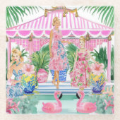 Preppy Retro Palm Beach Pool Party Glasuntersetzer (Vorderseite)