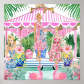 Preppy Retro Palm Beach Pool Party Poster (Vorne)