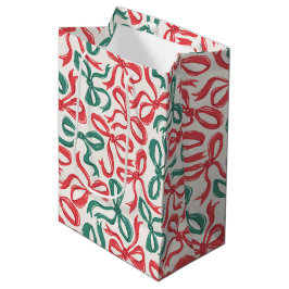 Preppy Ribbon Bows Christmas Red Green Mittlere Geschenktüte