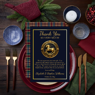 Preppy Rocking Horse Blue Flat Danke Karte