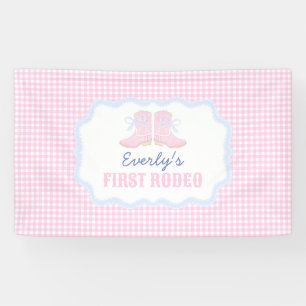 Preppy Rodeo First Birthday Cowgirl Boots Banner