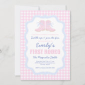 Preppy Rodeo First Birthday Cowgirl Boots Einladung (Vorderseite)