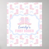 Preppy Rodeo First Birthday Cowgirl Boots Poster (Vorne)
