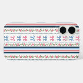 Preppy Rosa Blau Coquette Schleifen Florales Gestr Case-Mate iPhone Hülle (Rückseite (Horizontal))