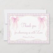 Preppy-Rosa-Bug-Gingham-Oma-Babydusche Dankeskarte (Vorderseite)