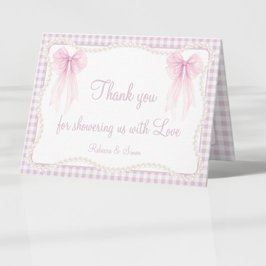 Preppy-Rosa-Bug-Gingham-Oma-Babydusche Dankeskarte