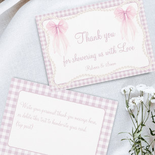Preppy-Rosa-Bug-Gingham-Oma-Babydusche Dankeskarte