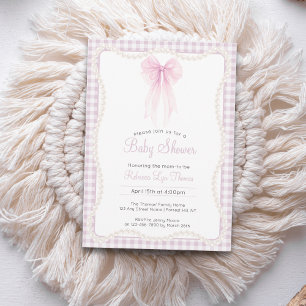 Preppy-Rosa-Bug-Gingham-Oma-Babydusche Einladung