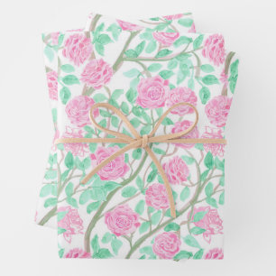 Preppy Rosa Garden Geschenkpapier Set