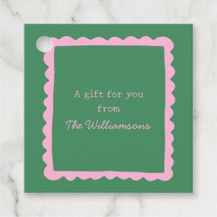 Preppy Rosa Grüne Whimsical-Rand-Geschenk von Name Geschenkanhänger