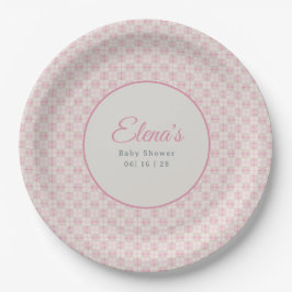 Preppy-Rosa-Kariert-Baby-Party Pappteller