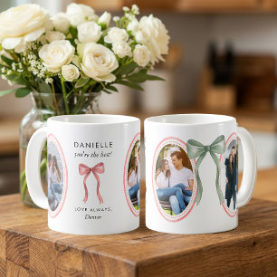 Preppy rosa ovale Bilderrahmen mit Salbeiband Kaffeetasse