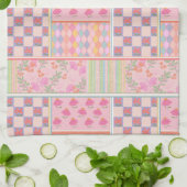 Preppy-Rosa-Patchwork Geschirrtuch (Gefaltet)