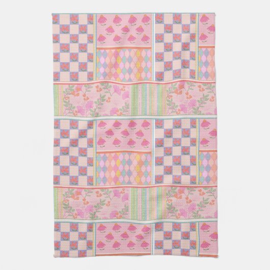 Preppy-Rosa-Patchwork Geschirrtuch (Vertikal)