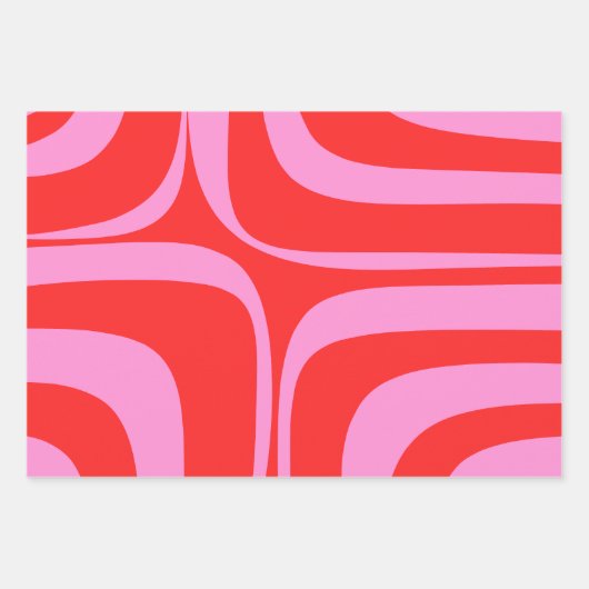 Preppy-Rosa-Retro-Muster Geschenkpapier Set (Vorderseite 3)