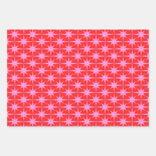 Preppy-Rosa-Retro-Muster Geschenkpapier Set (Vorderseite 2)