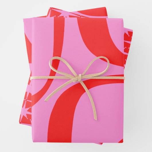 Preppy-Rosa-Retro-Muster Geschenkpapier Set (Beispiel)