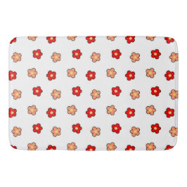 Preppy rosa rotes Blume Muster Weißer Hintergrund Badematte