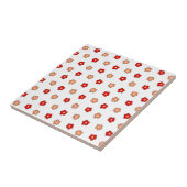 Preppy rosa rotes Blume Muster Weißer Hintergrund Fliese (Seite)