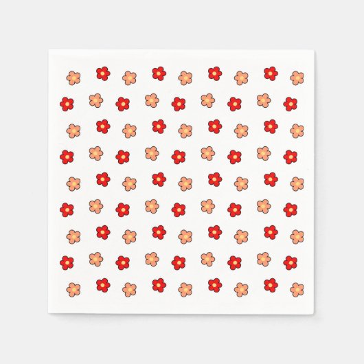 Preppy rosa rotes Blume Muster Weißer Hintergrund Serviette (Vorderseite)