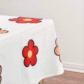 Preppy rosa rotes Blume Muster Weißer Hintergrund Tischdecke (Beispiel)