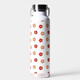 Preppy rosa rotes Blume Muster Weißer Hintergrund Trinkflasche