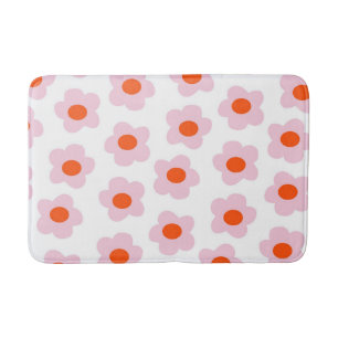 Preppy Rosa Rotes Blumen einfaches Blumenmuster Badematte