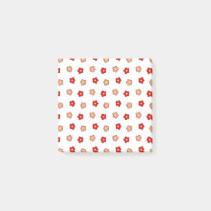Preppy-Rosa rotes Blumenmuster weißer Hintergrund Post-it Klebezettel