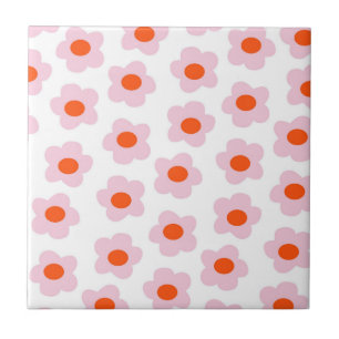 Preppy Rosa Rotes Hippie-Blumenmuster Fliese