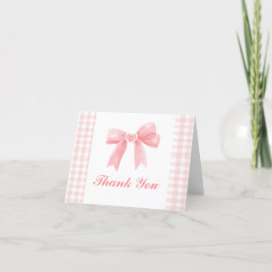 Preppy-Rosa-Schleife Gingham Coquette Geburtstag Dankeskarte