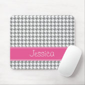 Preppy rosa und graues Hahnentrittmuster Mousepad (Mit Mouse)