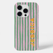 Preppy Rosa und Grün gestreifter benutzerdefiniert Case-Mate iPhone Hülle (Rückseite)