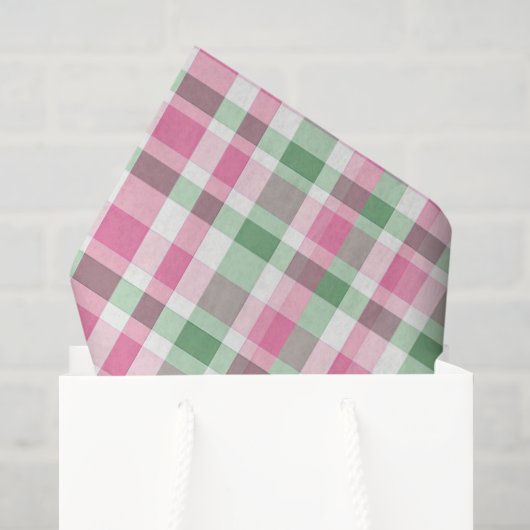 Preppy Rosa und Grün Kariert Seidenpapier (Geschenktüte)