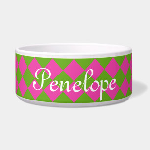 Preppy rosa und grüner Diamant personalisiert Napf