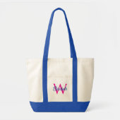 Preppy Rosa und Marineblau Monogramm Tragetasche (Vorne)